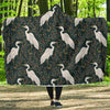 Heron Pattern Print Hooded Blanket-grizzshop