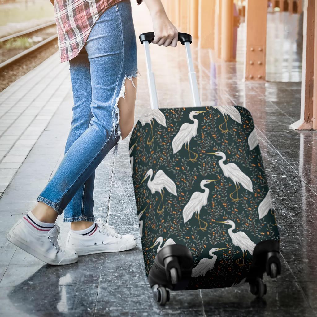 Heron Pattern Print Luggage Cover Protector-grizzshop