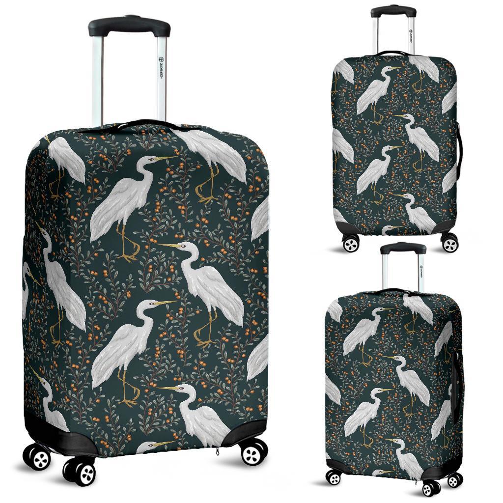 Heron Pattern Print Luggage Cover Protector-grizzshop