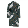 Heron Pattern Print Men Long Robe-grizzshop