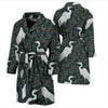 Heron Pattern Print Men Long Robe-grizzshop