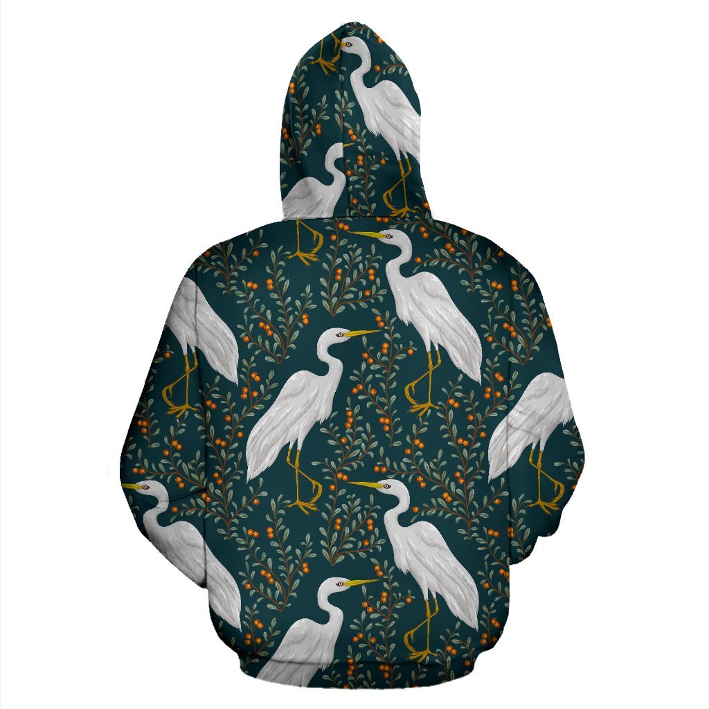 Heron Pattern Print Men Women Pullover Hoodie-grizzshop