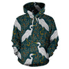 Heron Pattern Print Men Women Pullover Hoodie-grizzshop