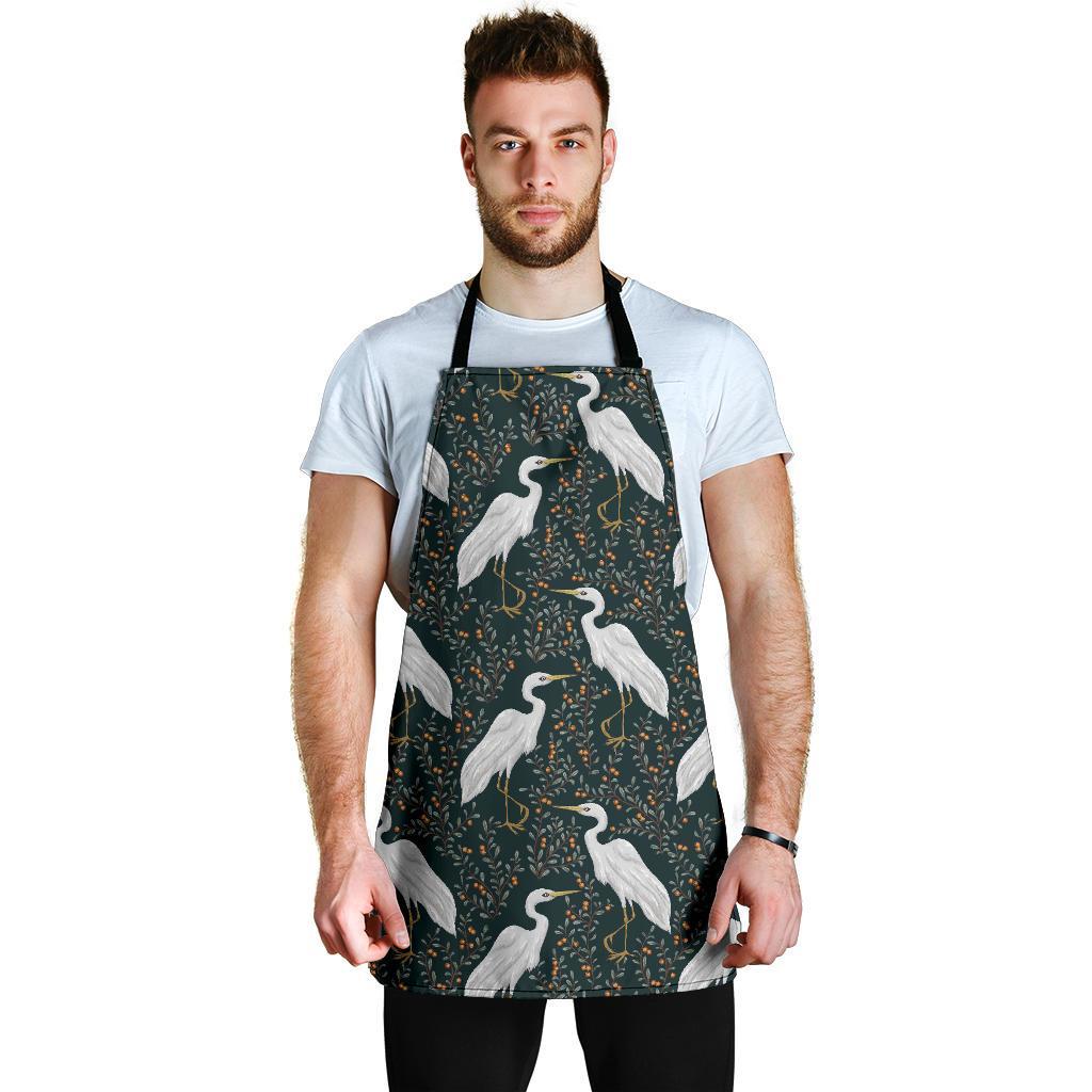 Heron Pattern Print Men's Apron-grizzshop