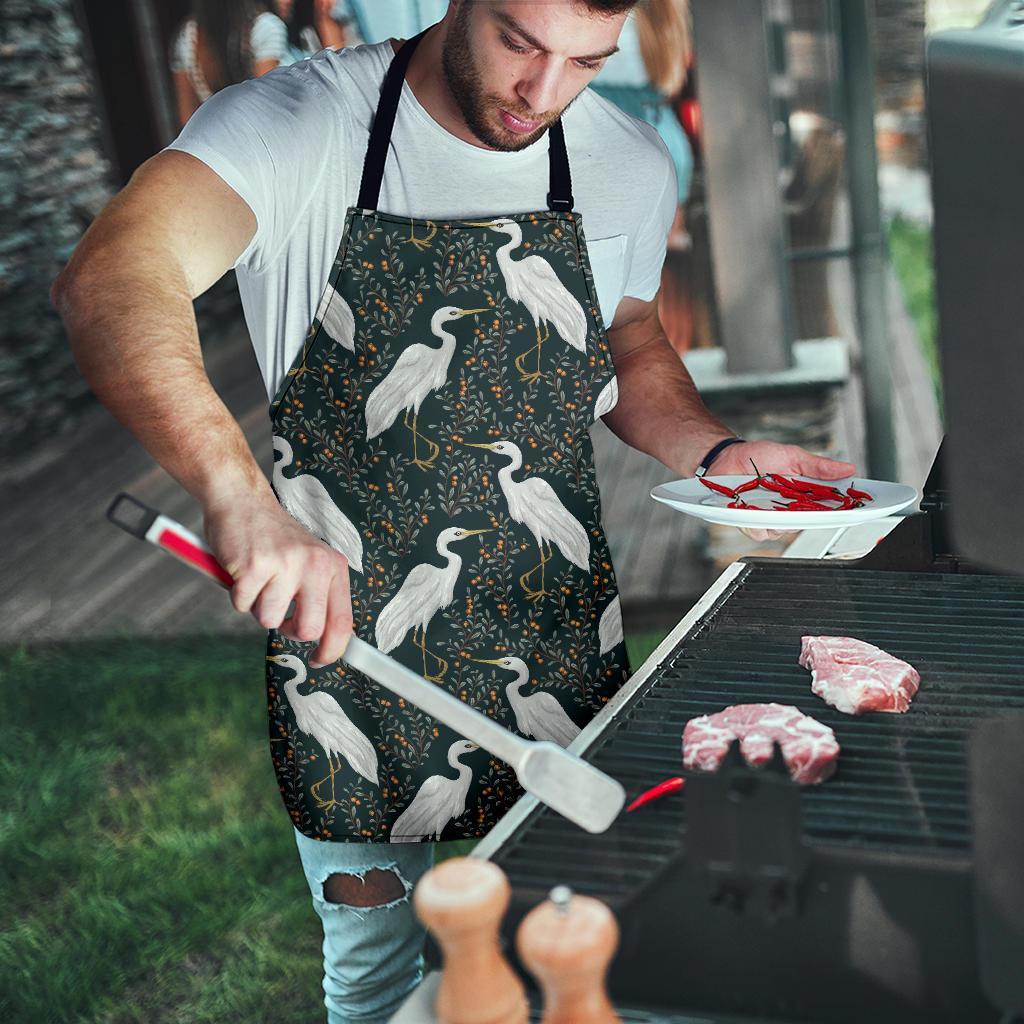 Heron Pattern Print Men's Apron-grizzshop