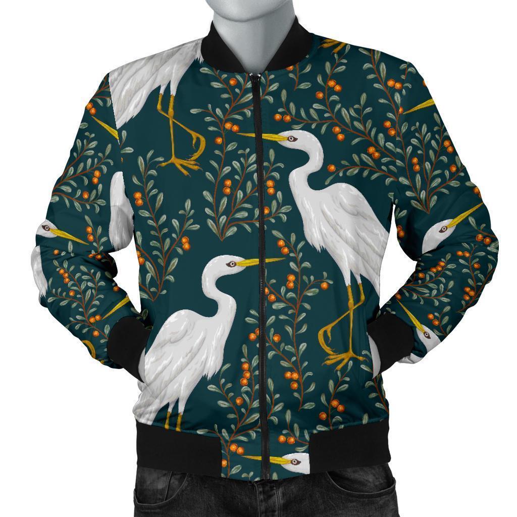 Heron Pattern Print Men's Bomber Jacket-grizzshop