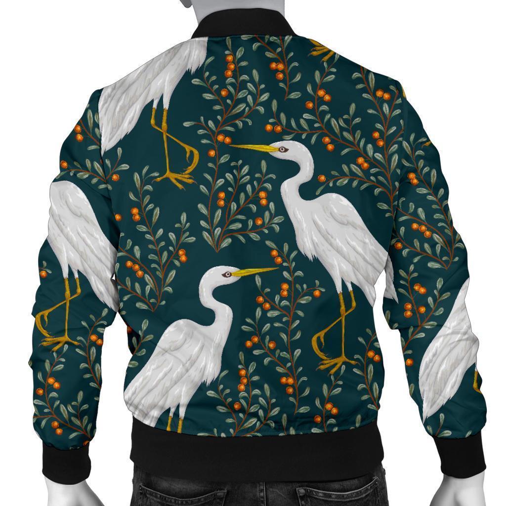 Heron Pattern Print Men's Bomber Jacket-grizzshop