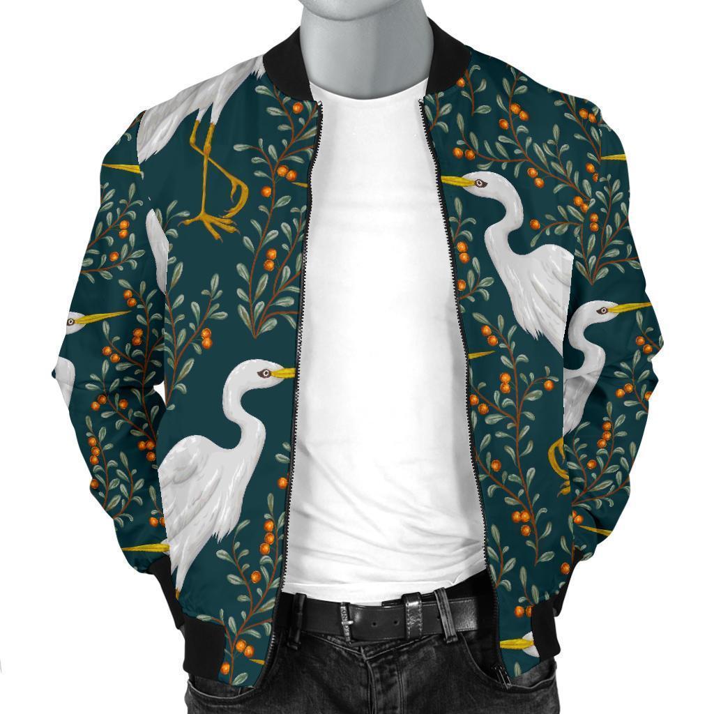 Heron Pattern Print Men's Bomber Jacket-grizzshop