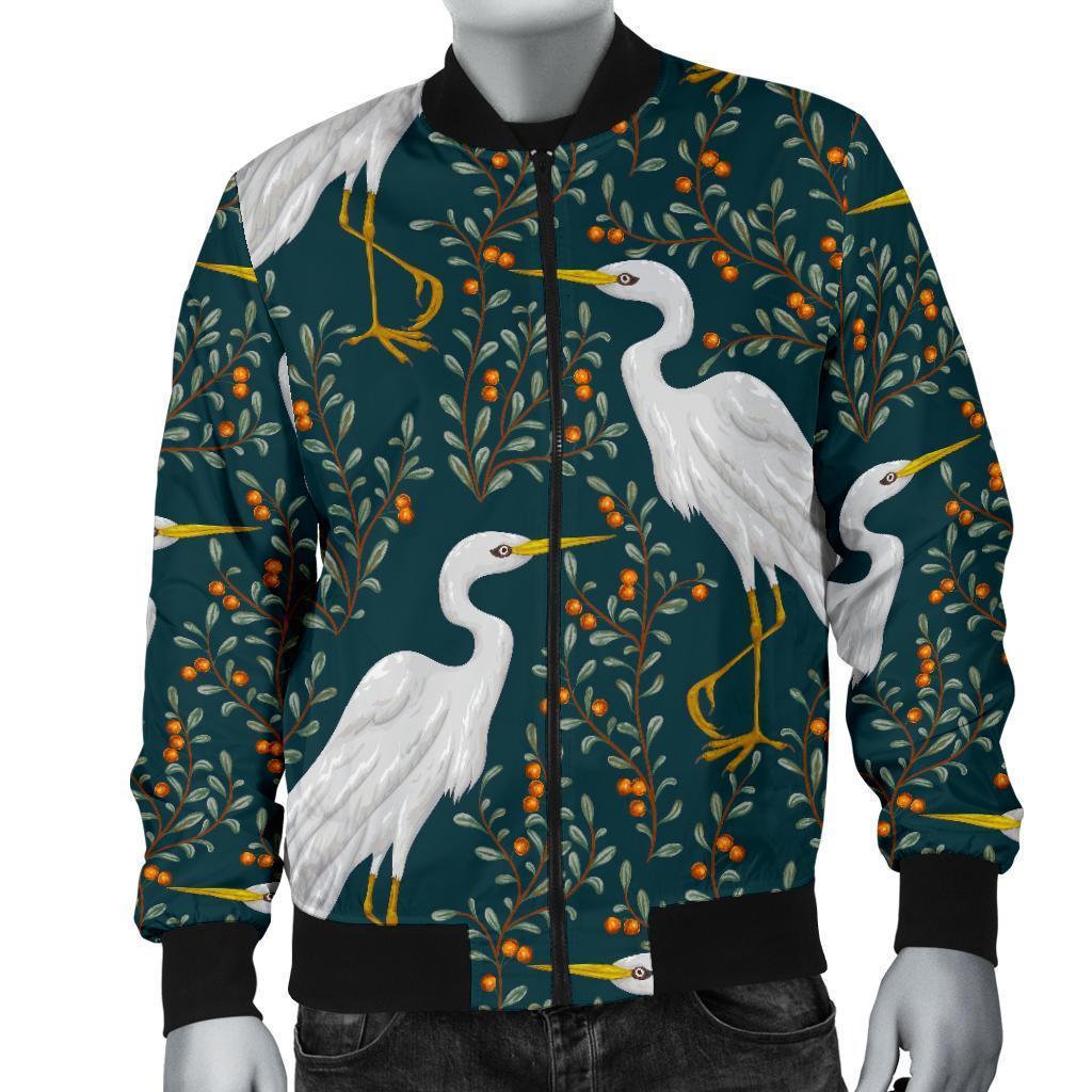 Heron Pattern Print Men's Bomber Jacket-grizzshop