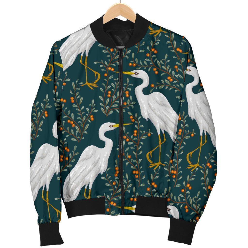 Heron Pattern Print Men's Bomber Jacket-grizzshop