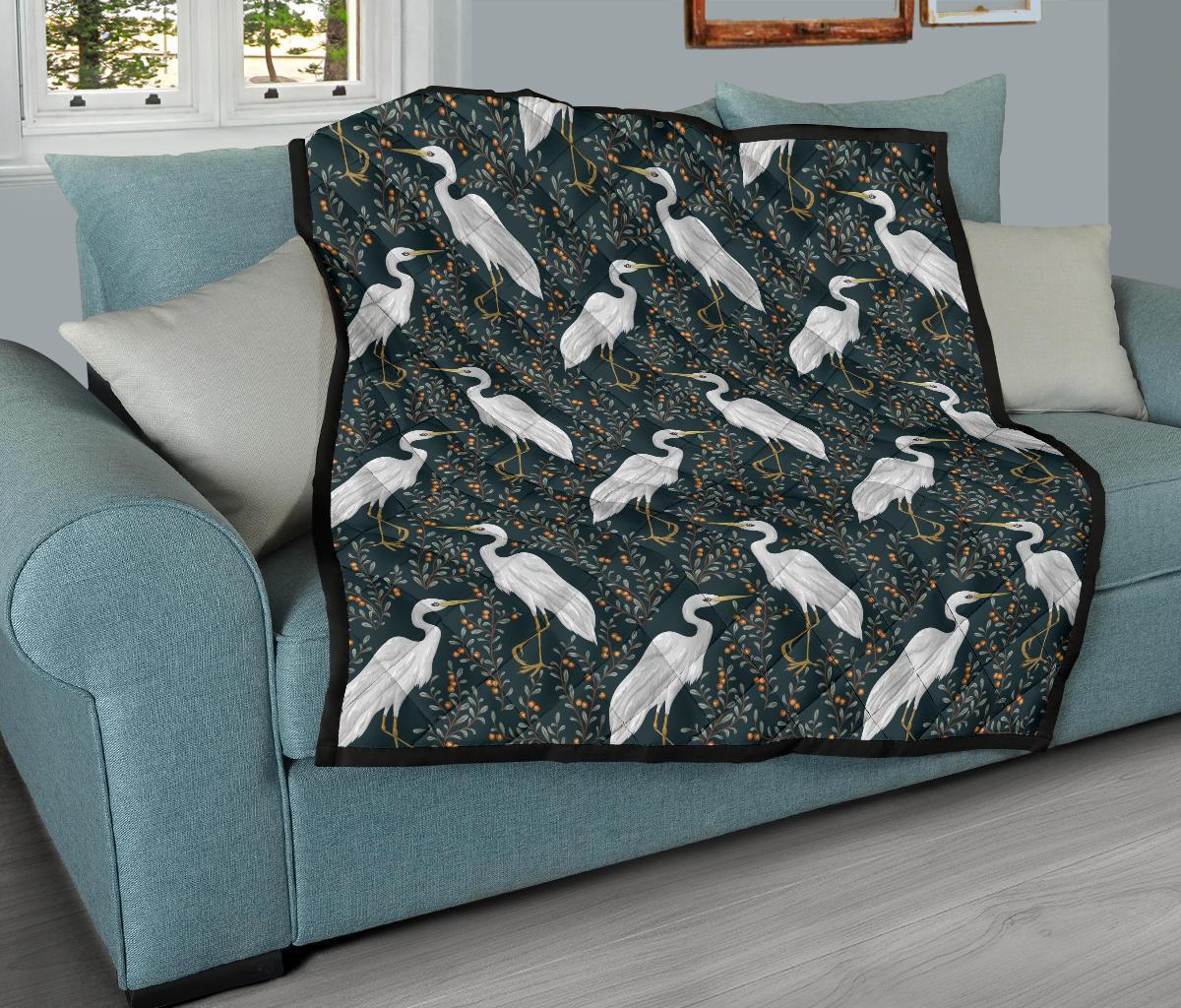 Heron Pattern Print Quilt-grizzshop