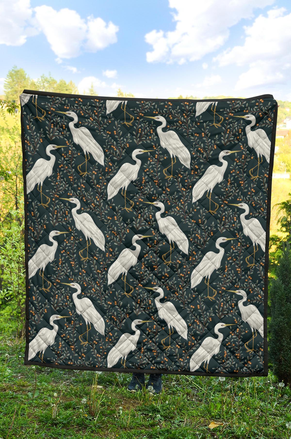 Heron Pattern Print Quilt-grizzshop