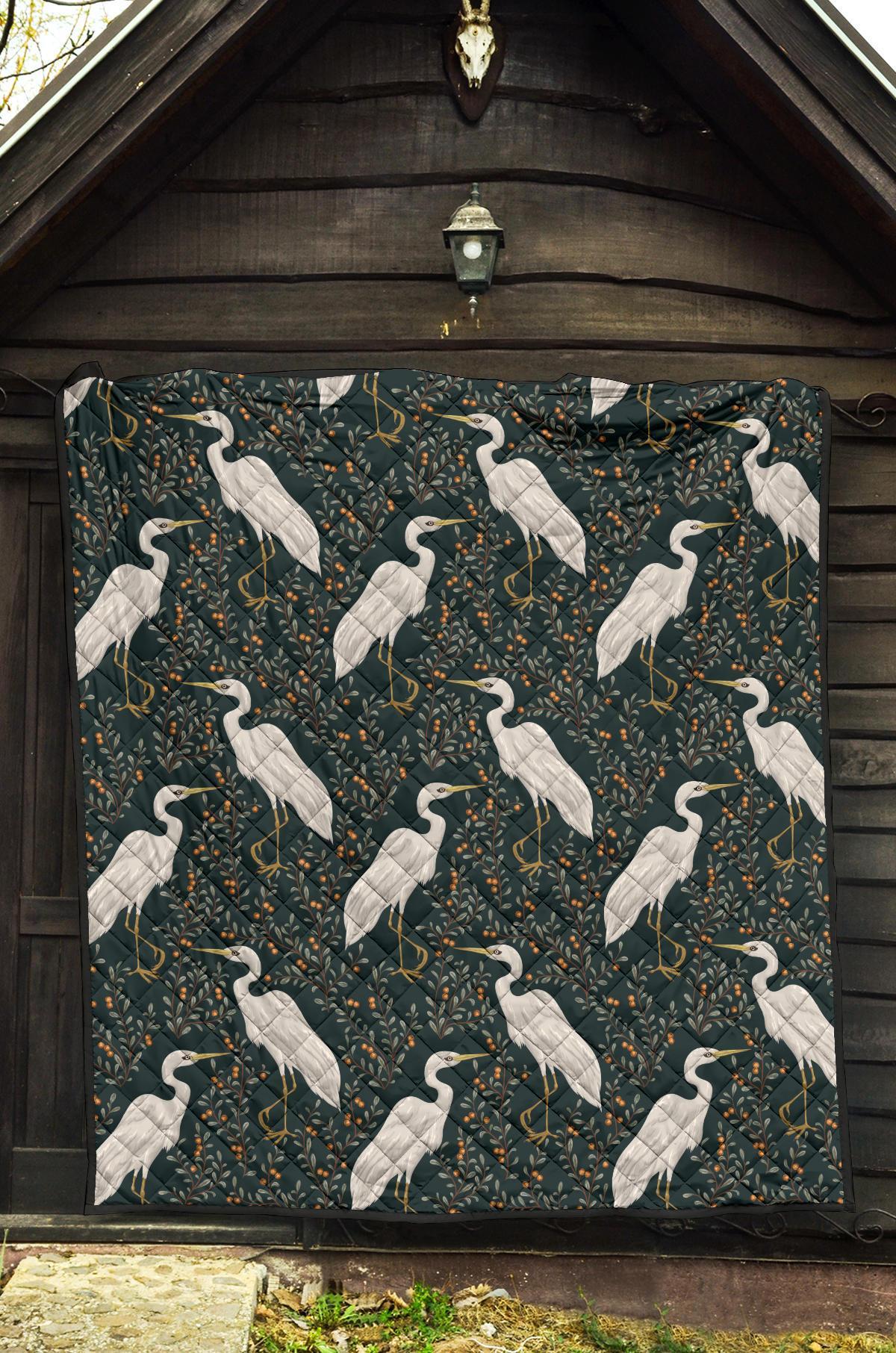 Heron Pattern Print Quilt-grizzshop