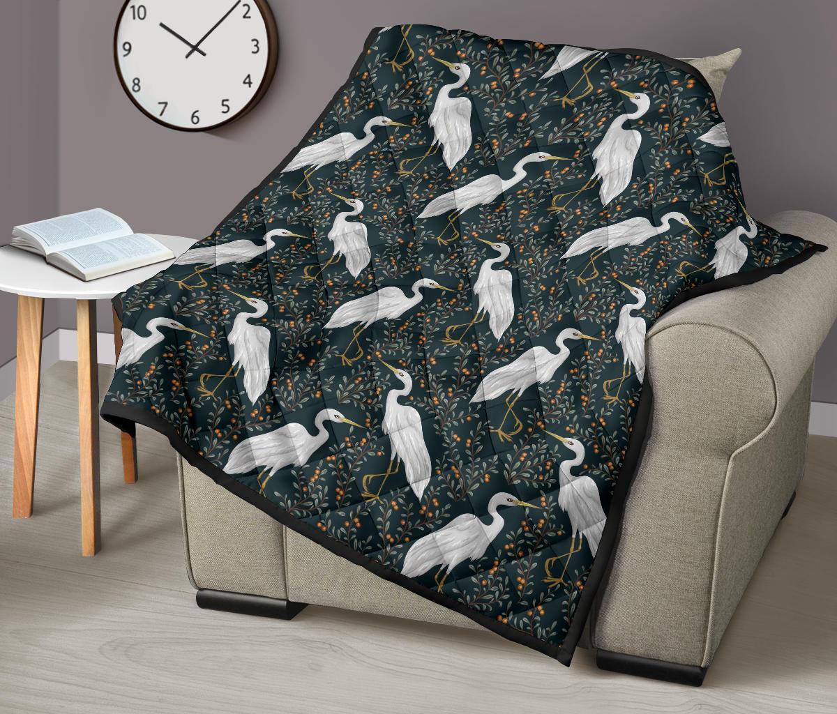 Heron Pattern Print Quilt-grizzshop