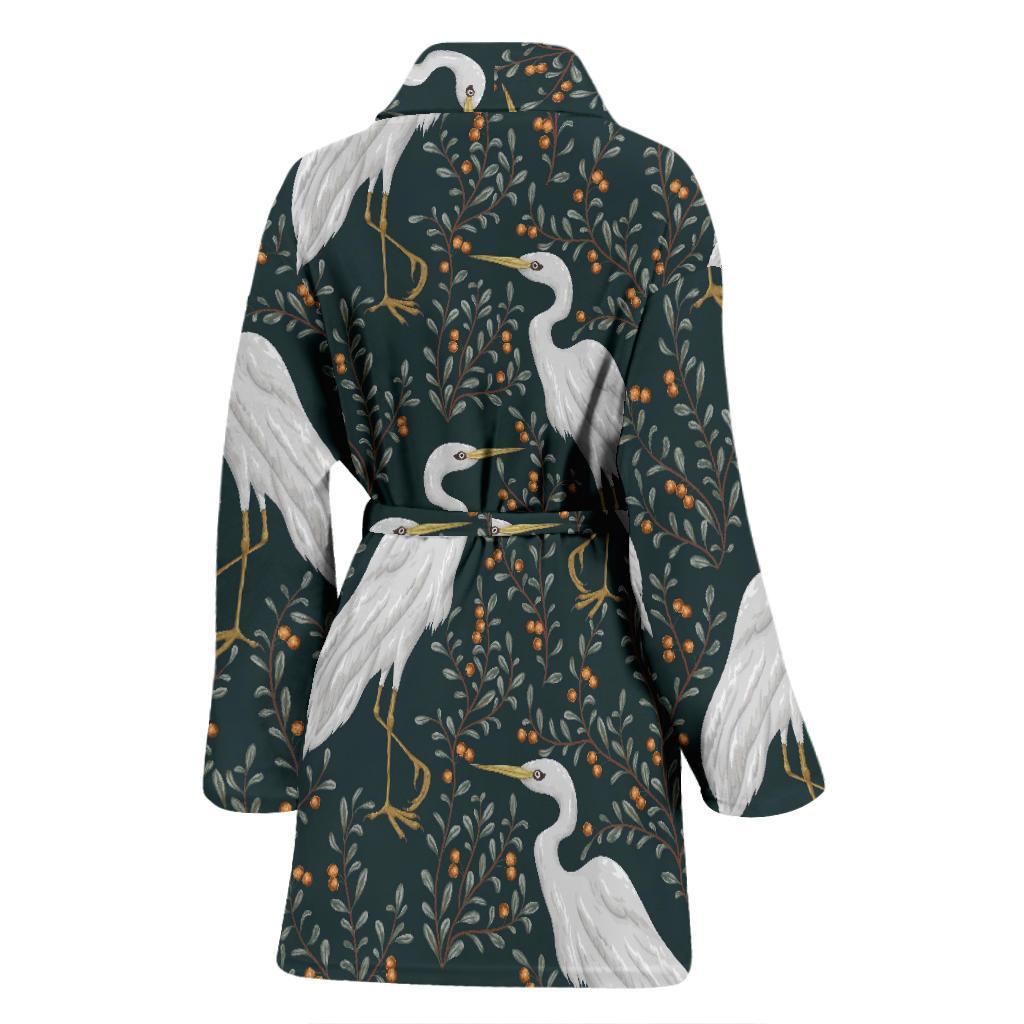 Heron Pattern Print Women Long Robe-grizzshop