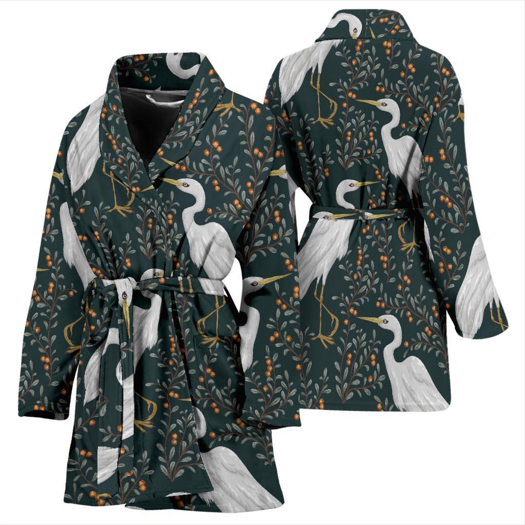 Heron Pattern Print Women Long Robe-grizzshop