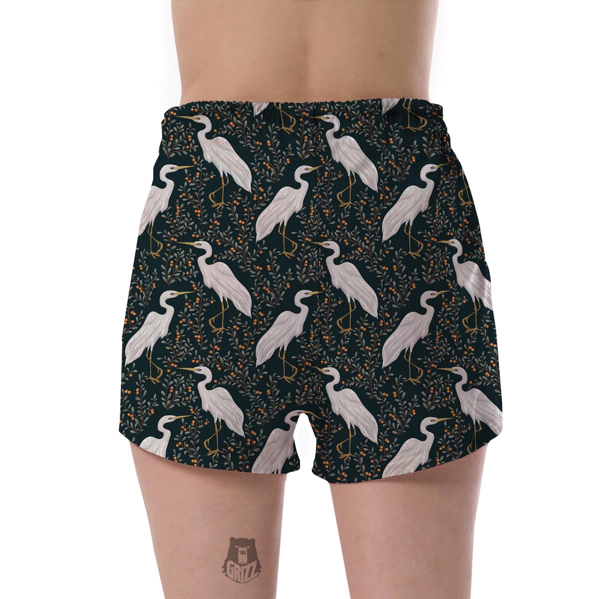 Heron Pattern Print Women's Shorts-grizzshop