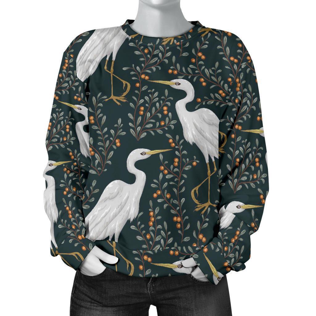 Heron Pattern Print Women's Sweatshirt-grizzshop