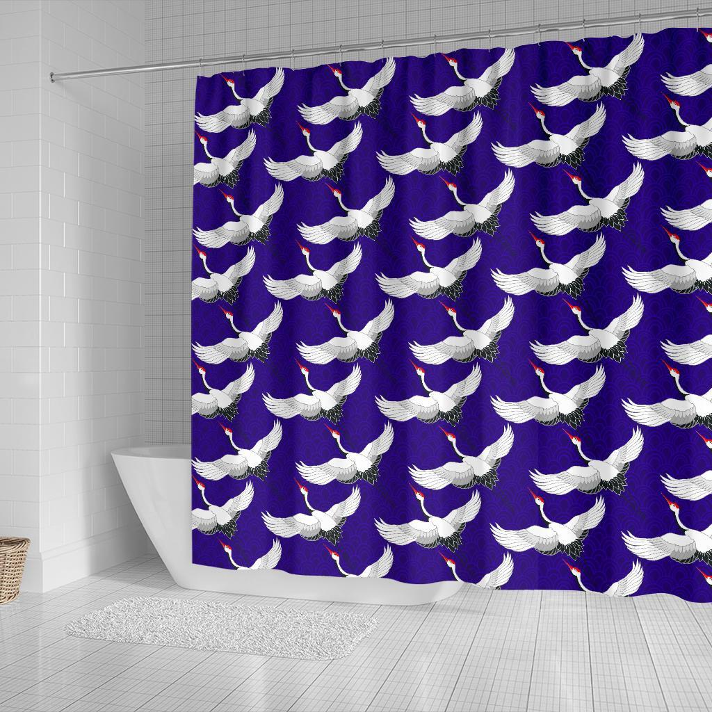 Heron Print Pattern Bathroom Shower Curtain-grizzshop