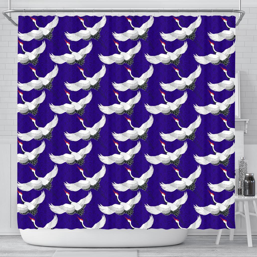 Heron Print Pattern Bathroom Shower Curtain-grizzshop