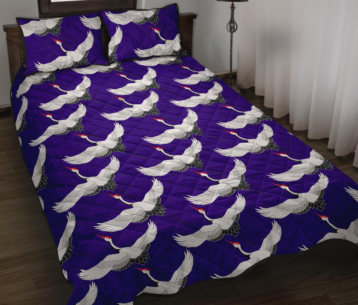 Heron Print Pattern Bed Set Quilt-grizzshop