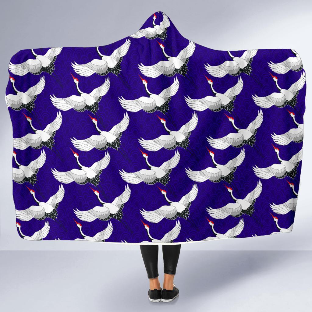 Heron Print Pattern Hooded Blanket-grizzshop