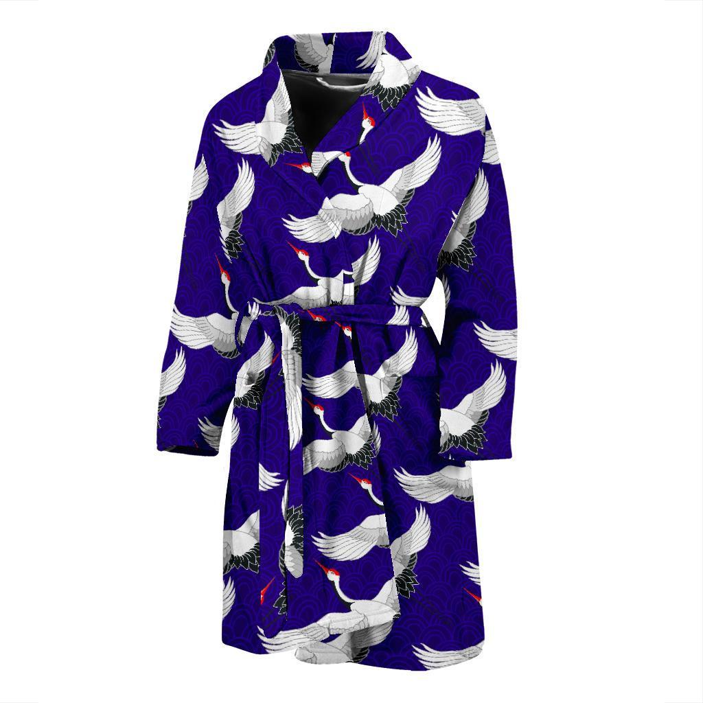 Heron Print Pattern Men Long Robe-grizzshop