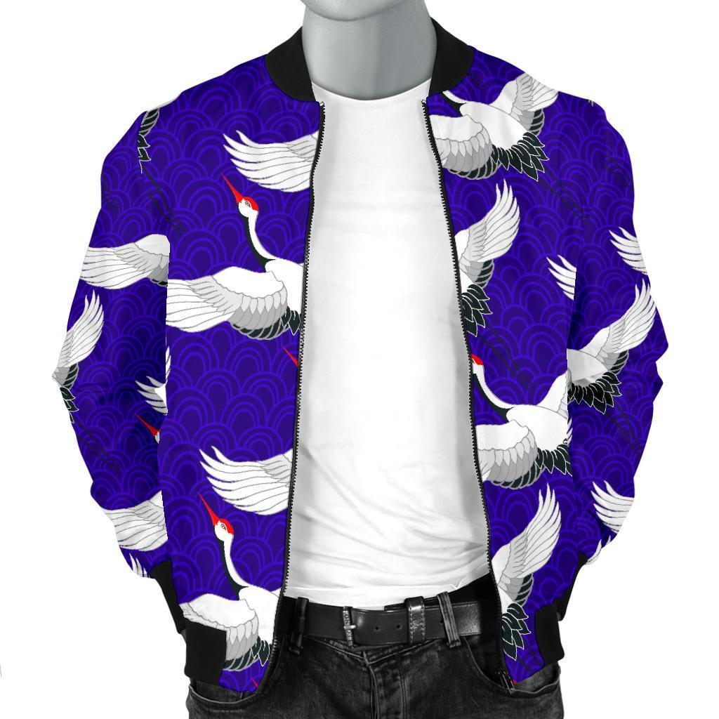 Heron Print Pattern Men's Bomber Jacket-grizzshop