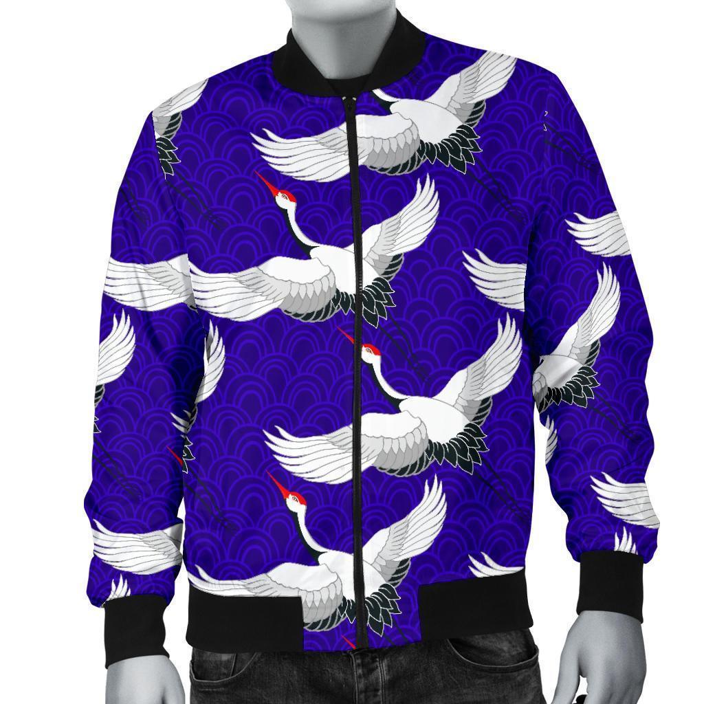 Heron Print Pattern Men's Bomber Jacket-grizzshop