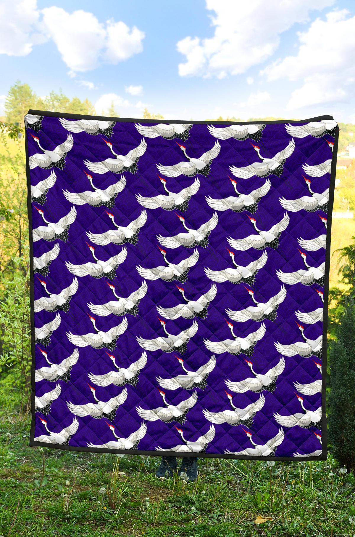 Heron Print Pattern Quilt-grizzshop