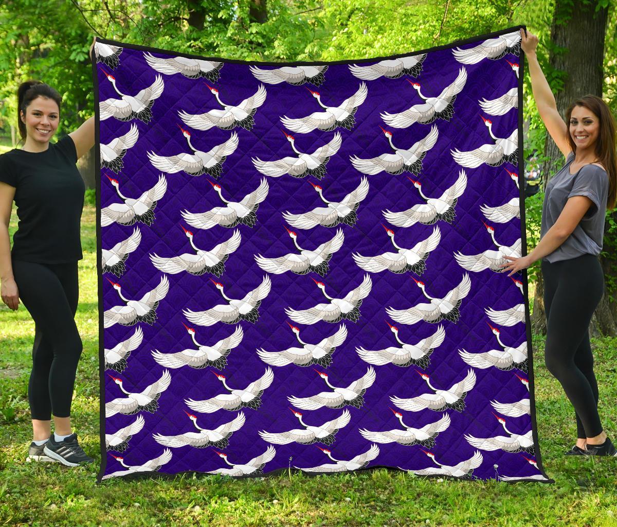 Heron Print Pattern Quilt-grizzshop