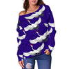 Heron Print Pattern Women Off Shoulder Sweatshirt-grizzshop