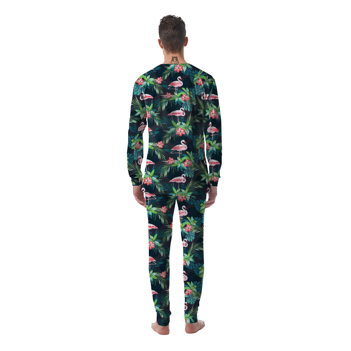 Hibiscus And Tropical Flamingo Print Pattern Men's Pajamas-grizzshop