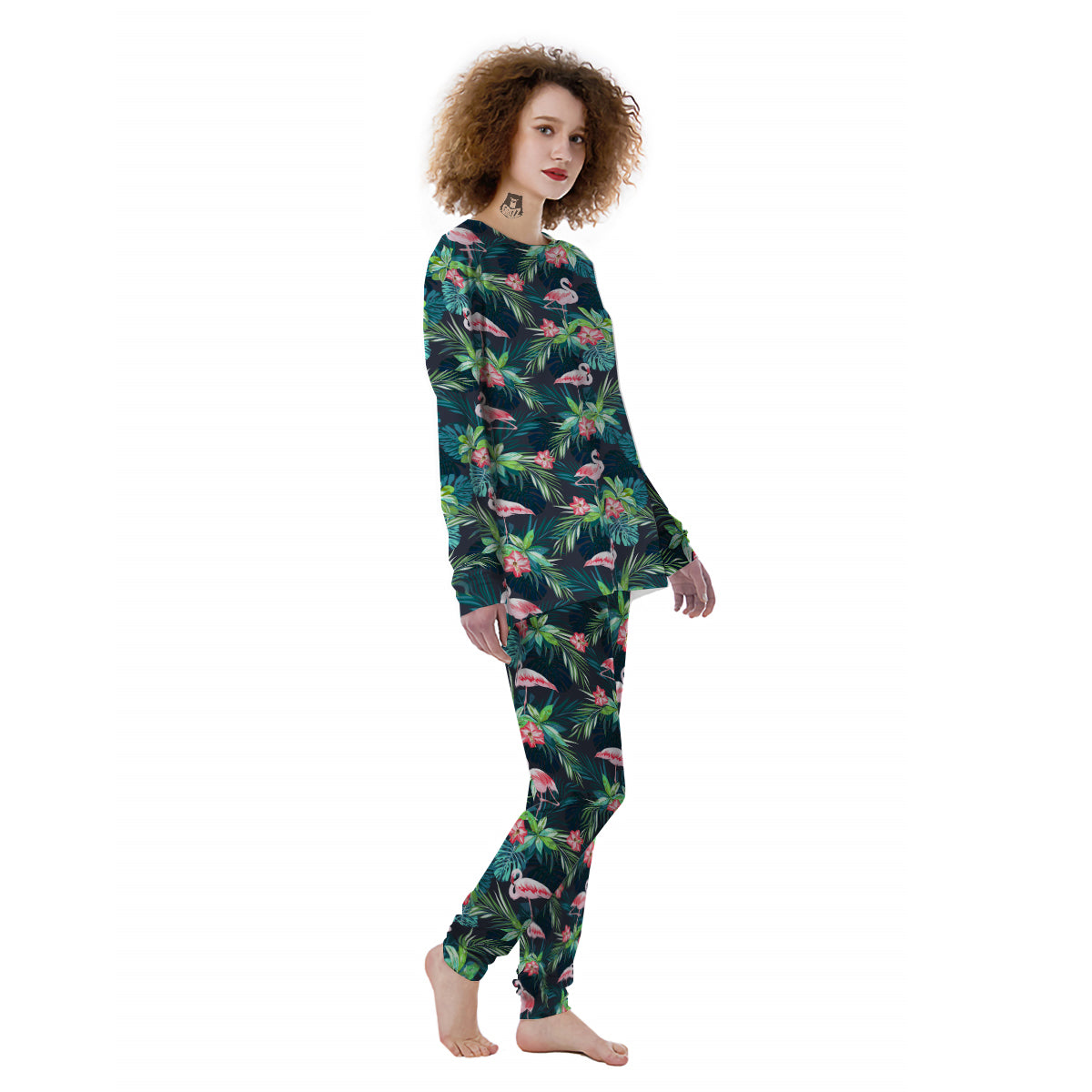 Hibiscus And Tropical Flamingo Print Pattern Women's Pajamas-grizzshop