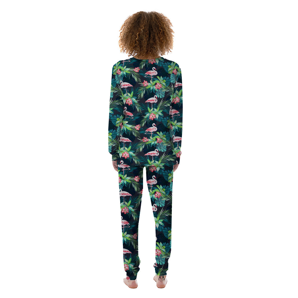 Hibiscus And Tropical Flamingo Print Pattern Women's Pajamas-grizzshop