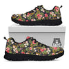 Hibiscus Blossom Tropical Print Pattern Black Sneaker-grizzshop