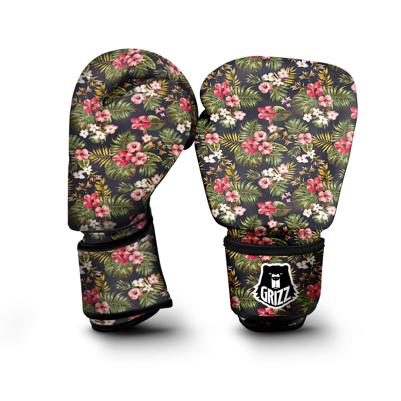 Hibiscus Blossom Tropical Print Pattern Boxing Gloves-grizzshop