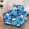 Hibiscus Blue Hawaiian Print Armchair Cover-grizzshop