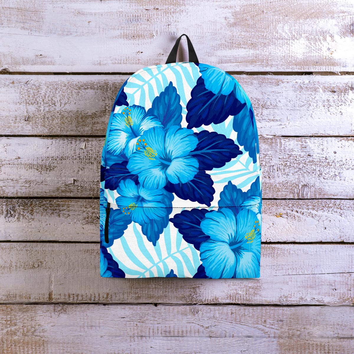 Hibiscus Blue Hawaiian Print Backpack-grizzshop