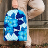 Hibiscus Blue Hawaiian Print Backpack-grizzshop