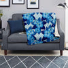 Hibiscus Blue Hawaiian Print Blanket-grizzshop