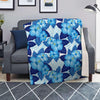 Hibiscus Blue Hawaiian Print Blanket-grizzshop