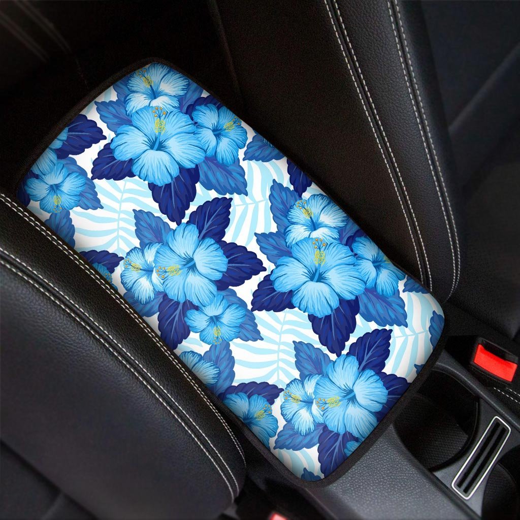 Hibiscus Blue Hawaiian Print Car Console Cover-grizzshop