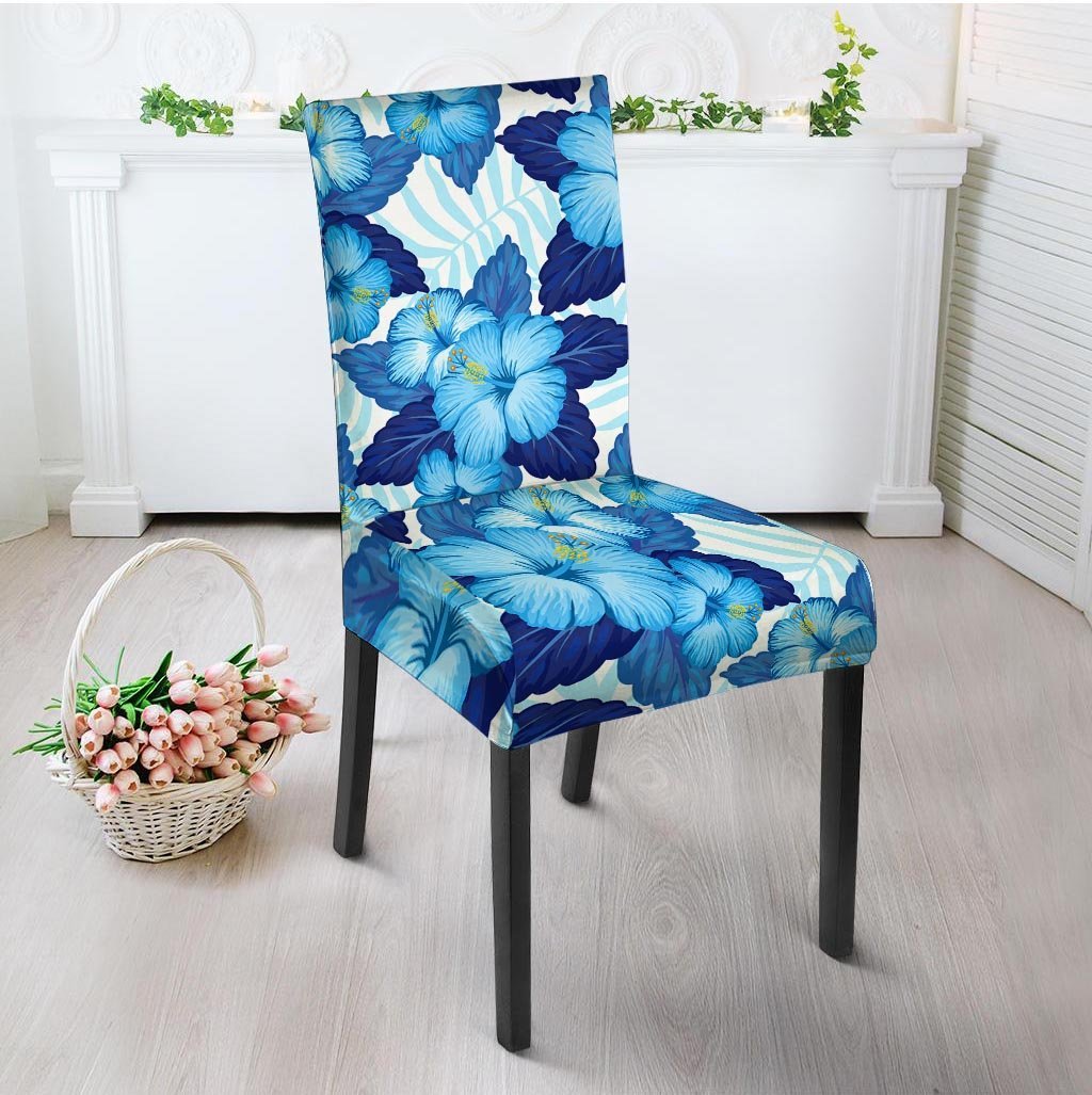 Hibiscus Blue Hawaiian Print Chair Cover-grizzshop