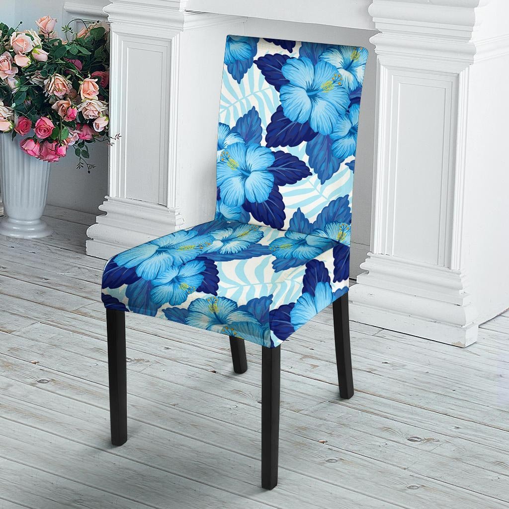 Hibiscus Blue Hawaiian Print Chair Cover-grizzshop