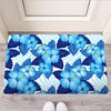 Hibiscus Blue Hawaiian Print Door Mat-grizzshop