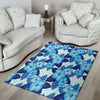 Hibiscus Blue Hawaiian Print Floor Mat-grizzshop