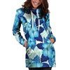 Hibiscus Blue Hawaiian Print Hoodie Dress-grizzshop