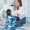 Hibiscus Blue Hawaiian Print Laundry Basket-grizzshop