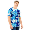 Hibiscus Blue Hawaiian Print Men T Shirt-grizzshop